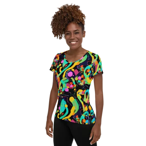Neon Kinetic on a Women's Athletic T-Shirt