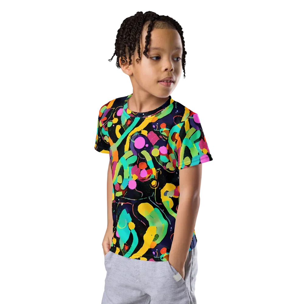Neon Kinetic on Kids Crew Neck T-Shirt — Left Front