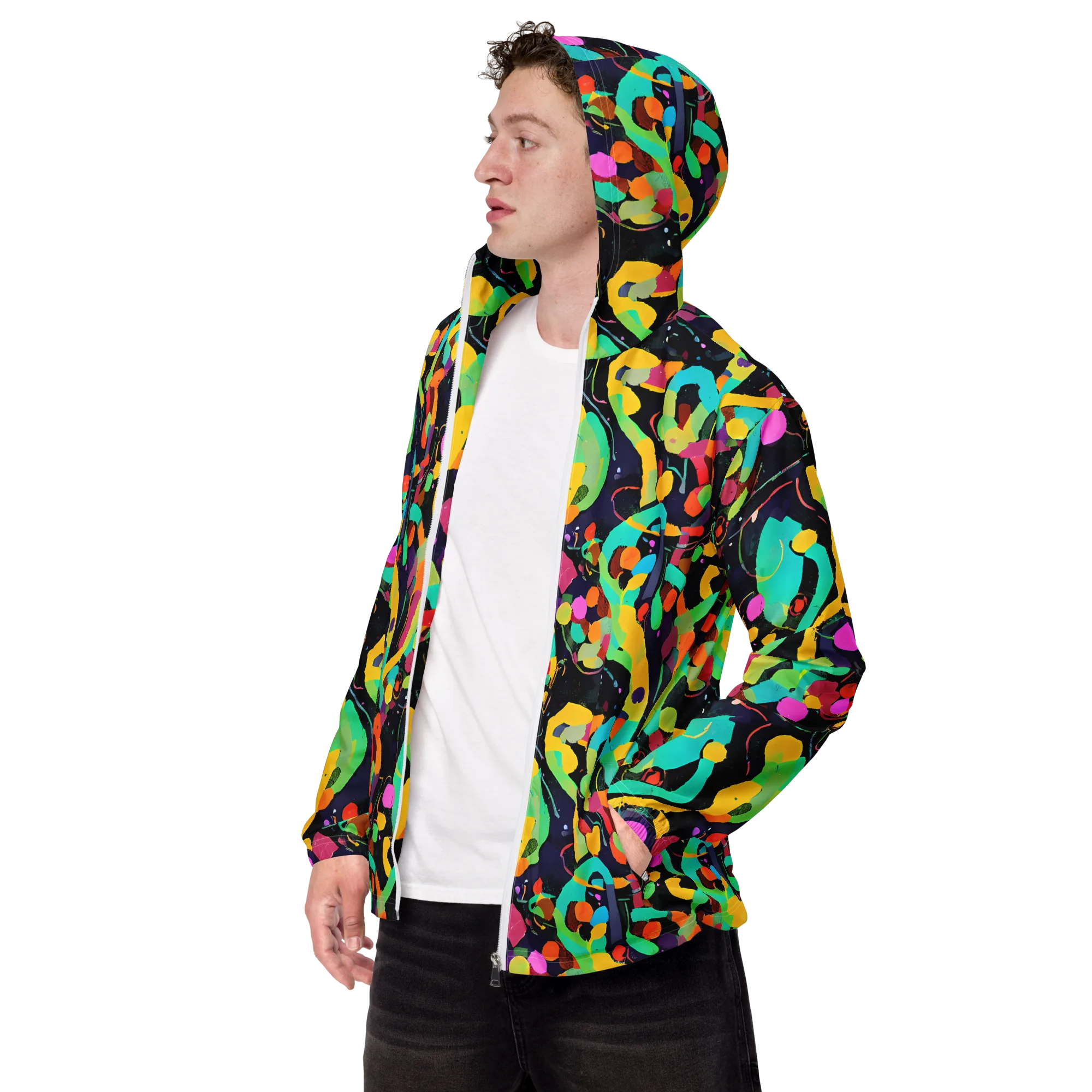 Neon Kinetic on Men's Windbreaker — Left Front