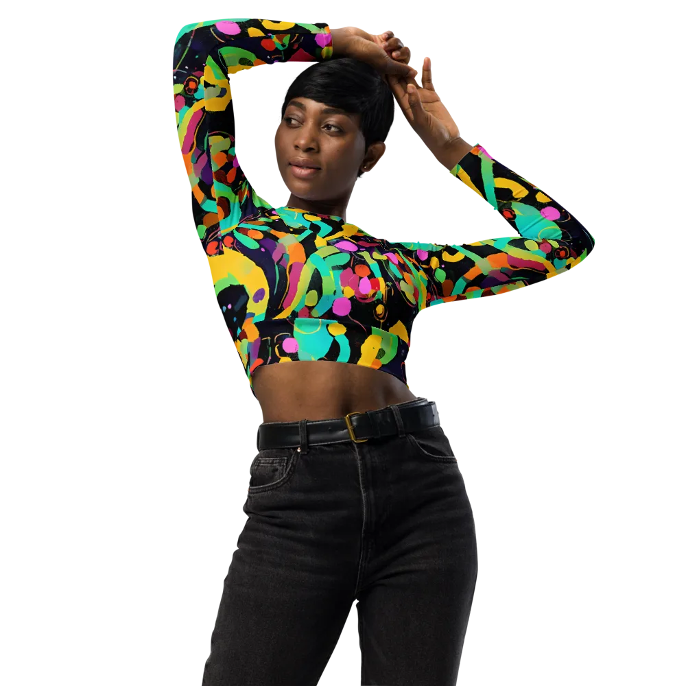 Neon Kinetic on Long Sleeve Crop Top — Front