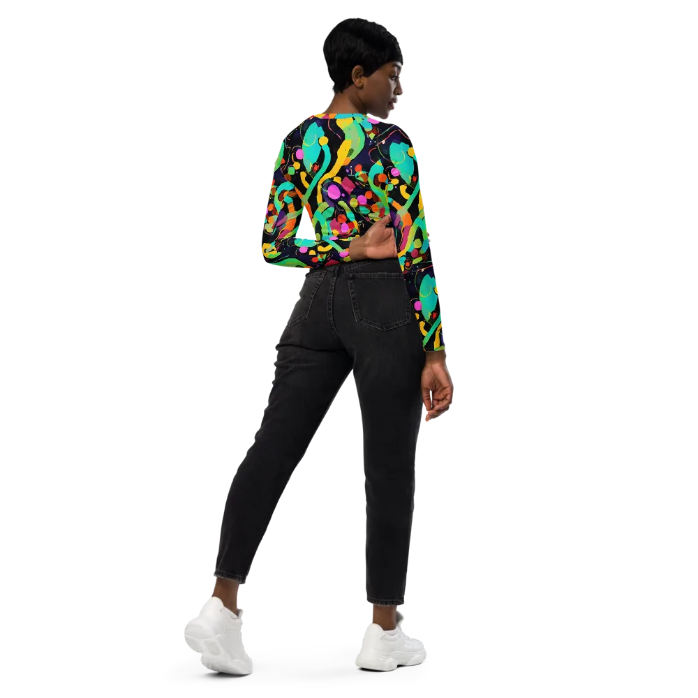 Neon Kinetic on Long Sleeve Crop Top — Right Back