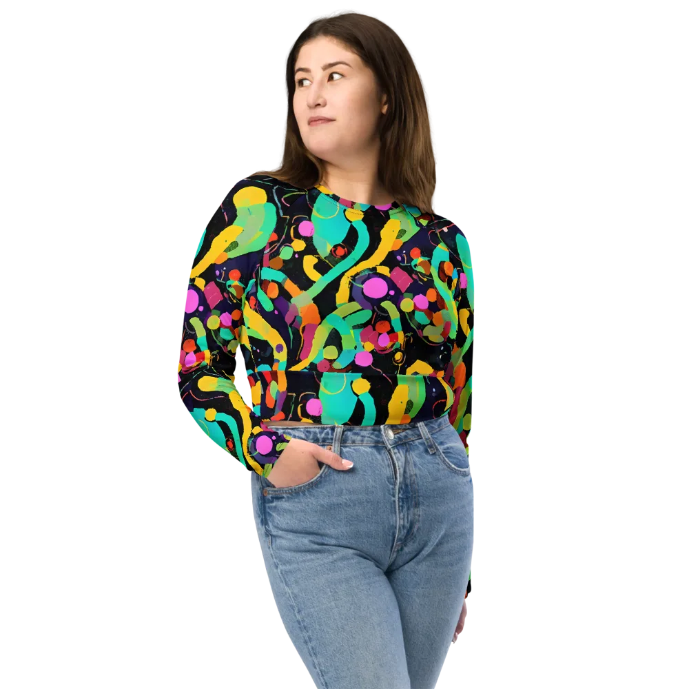 Neon Kinetic on Long Sleeve Crop Top — Front