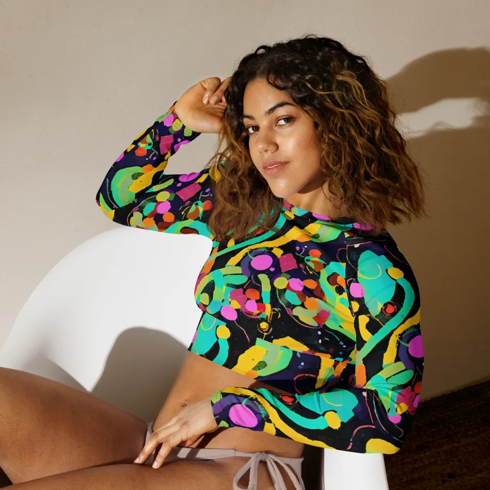 Neon Kinetic on Long Sleeve Crop Top — Left Front