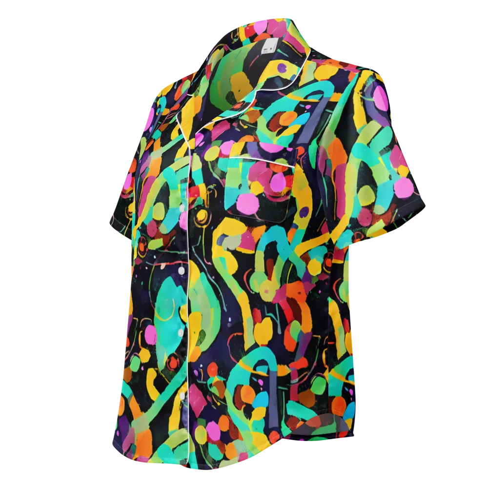 Neon Kinetic on Women's Short Sleeve Pajama Top — Left Front