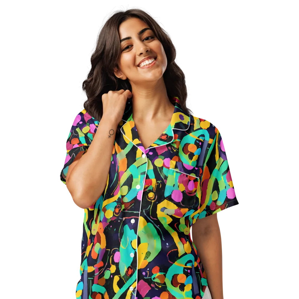 Neon Kinetic on Women's Short Sleeve Pajama Top — Front