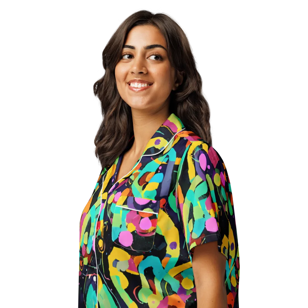 Neon Kinetic on Women's Short Sleeve Pajama Top — Left Front