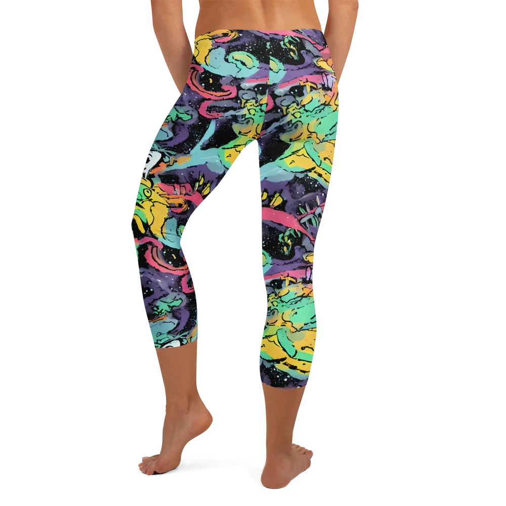 Candy Chaos on Capri Leggings — Back