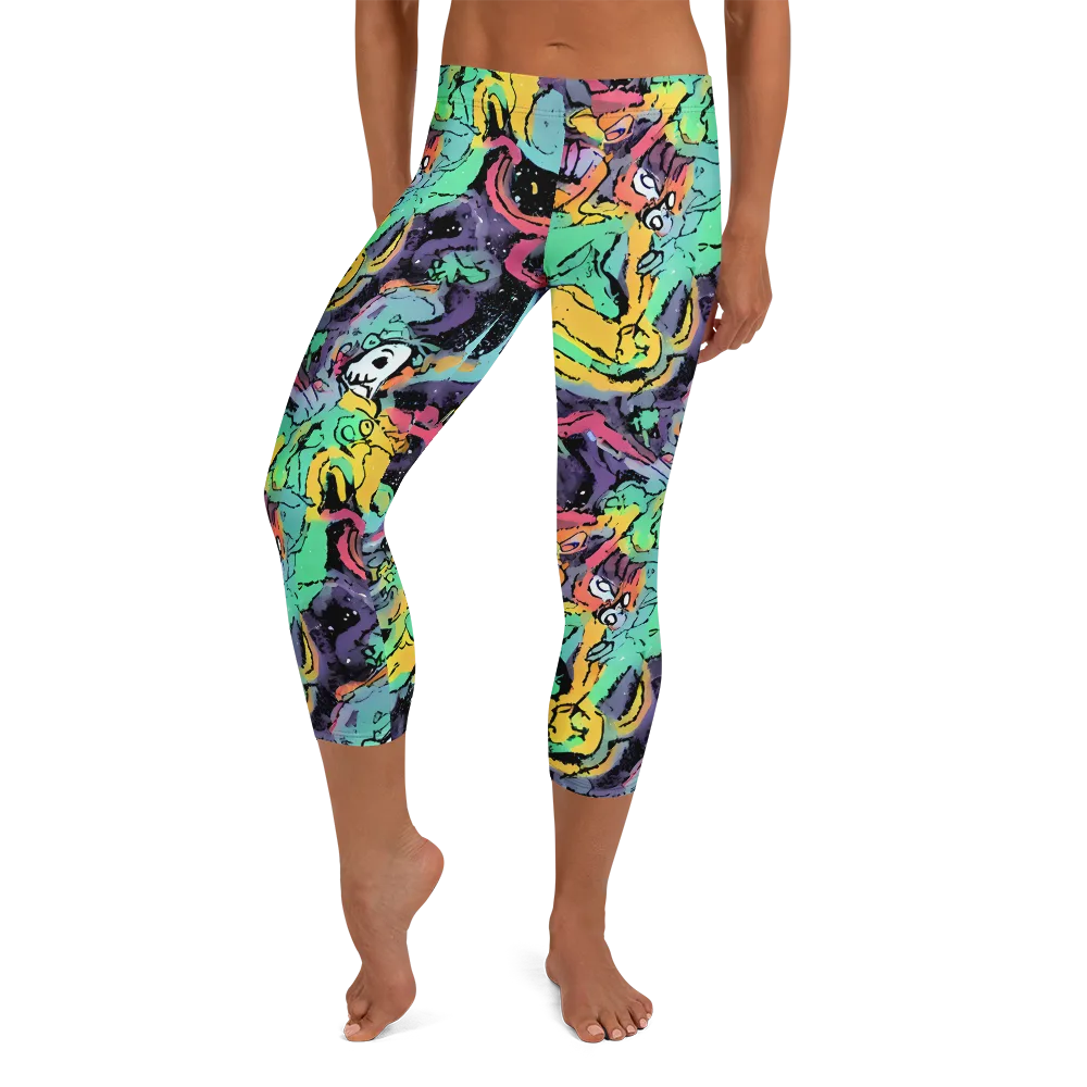 Candy Chaos on Capri Leggings — Front