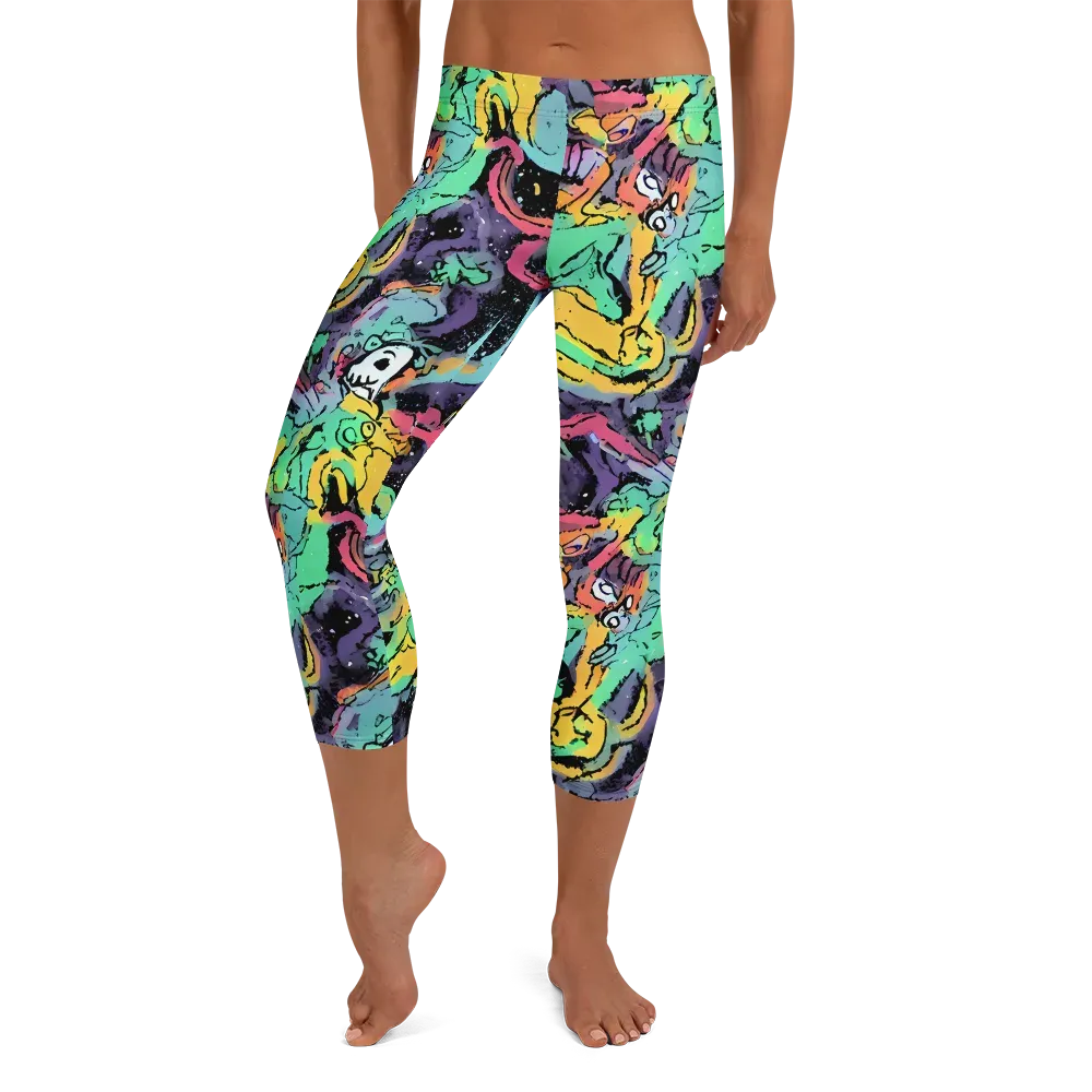 Candy Chaos on Capri Leggings — Front