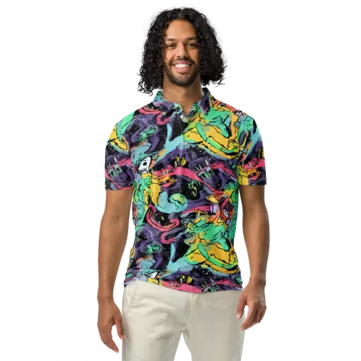 Candy Chaos on a Men's Slim Fit Polo Shirt