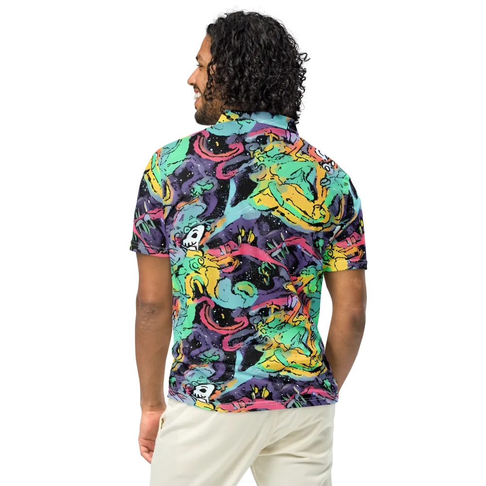 Candy Chaos on Men's Slim Fit Polo Shirt — Back