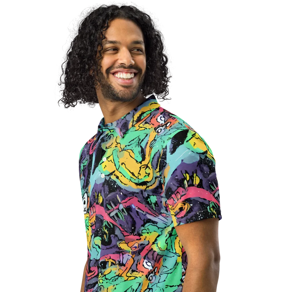 Candy Chaos on Men's Slim Fit Polo Shirt — Left Front