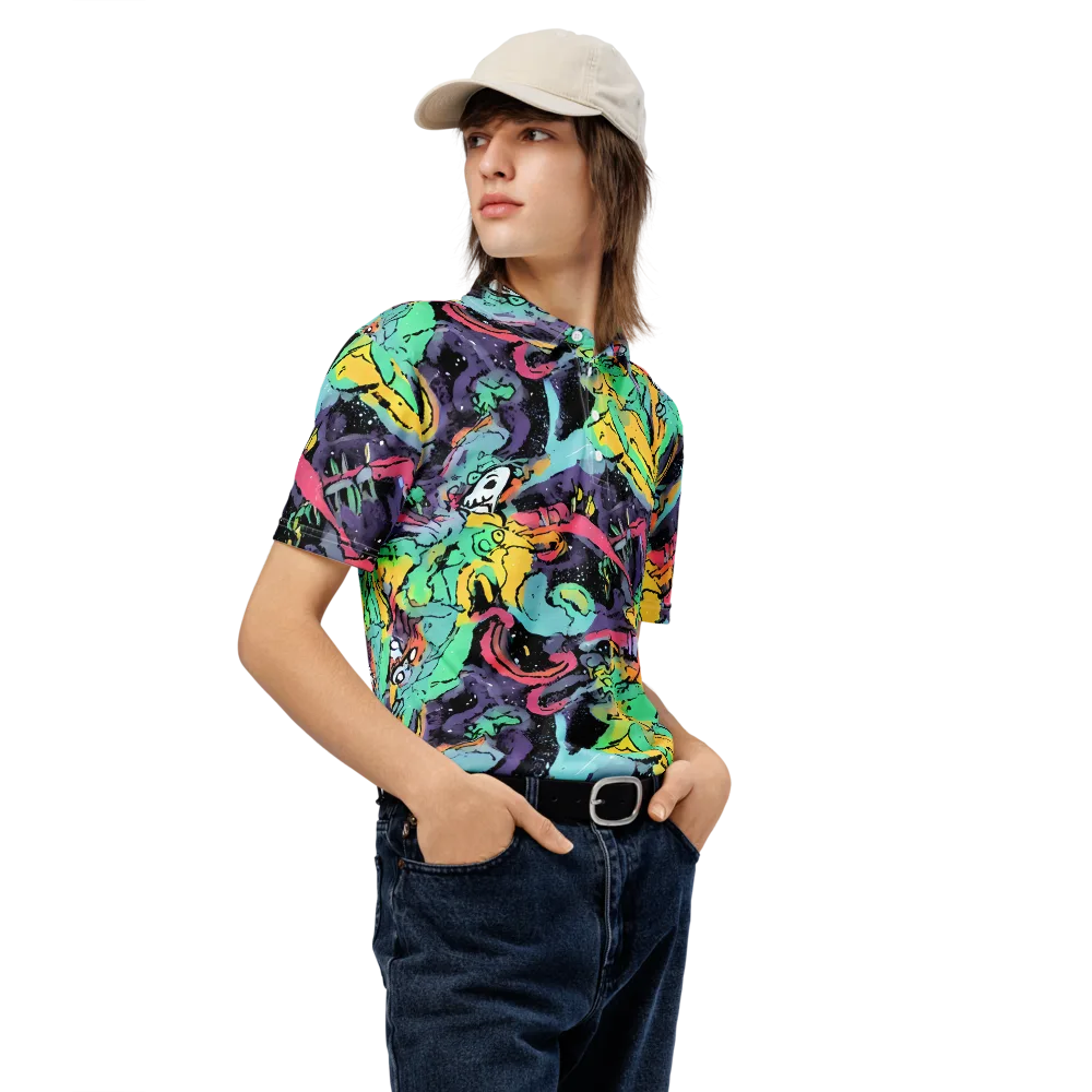 Candy Chaos on Men's Slim Fit Polo Shirt — Right Front