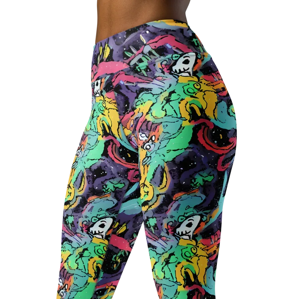 Candy Chaos on Yoga Leggings — Left Front