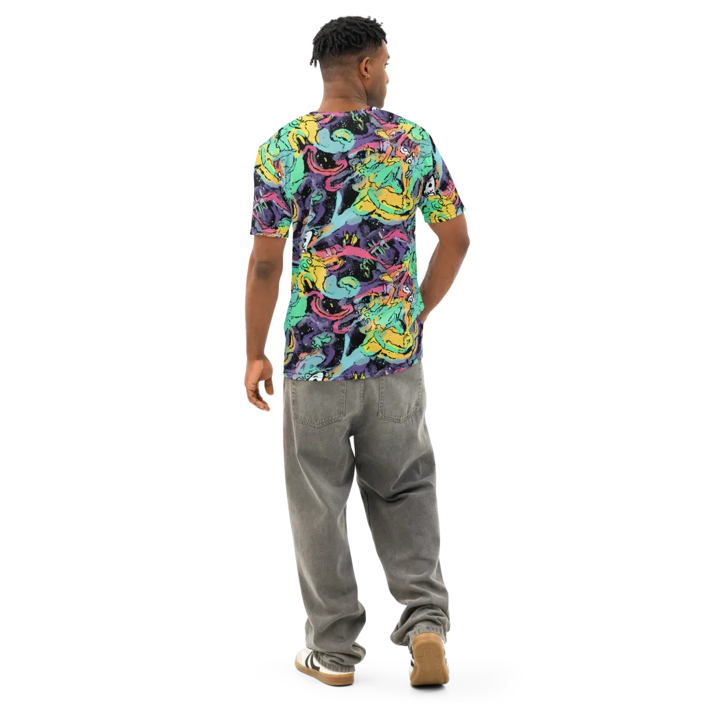 Candy Chaos on Men's Cotton Crew Neck T-Shirt — Back