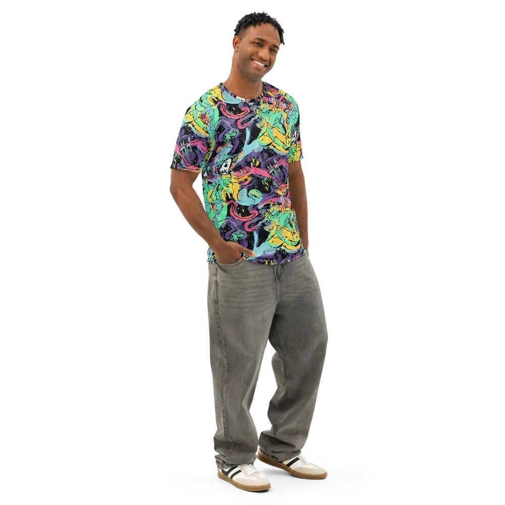 Candy Chaos on Men's Cotton Crew Neck T-Shirt — Right Front
