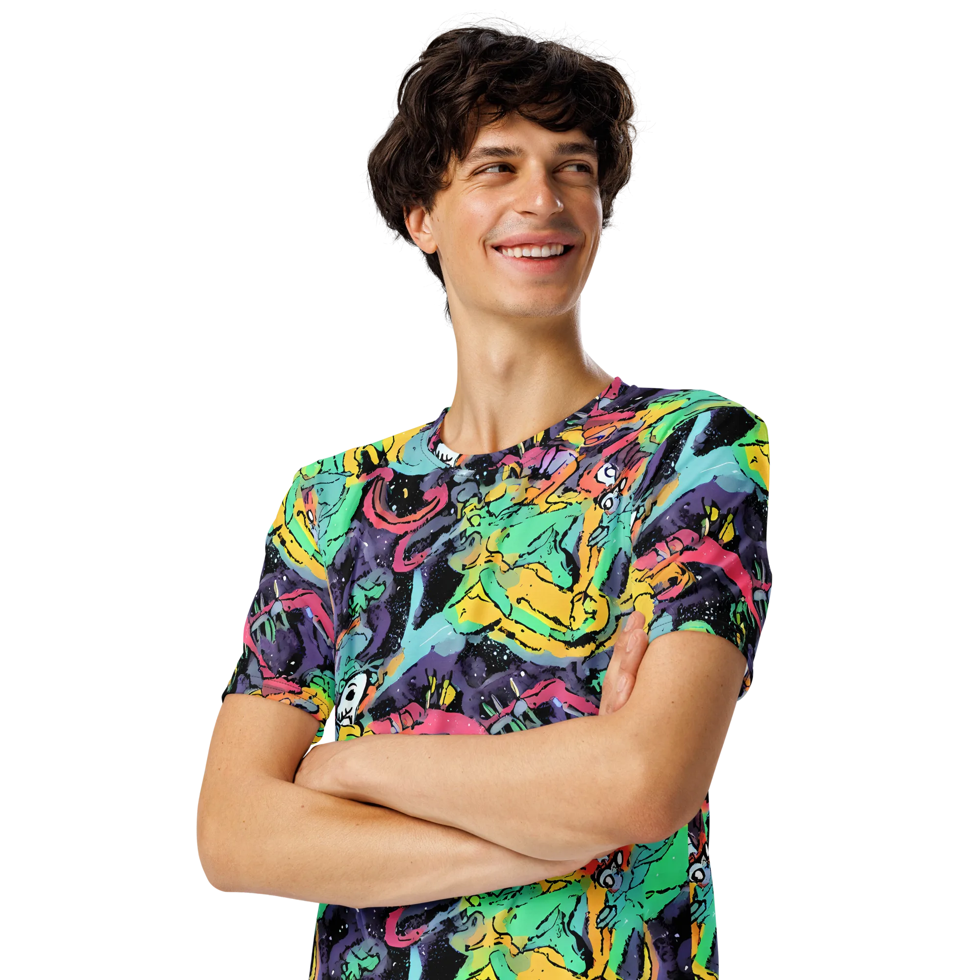 Candy Chaos on Men's Crew Neck T-Shirt — Left Front