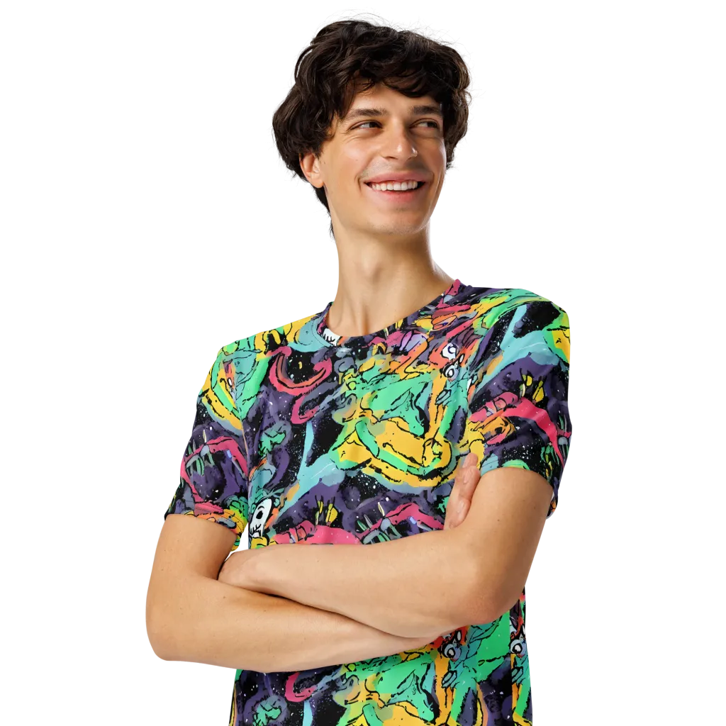 Candy Chaos on Men's Crew Neck T-Shirt — Left Front