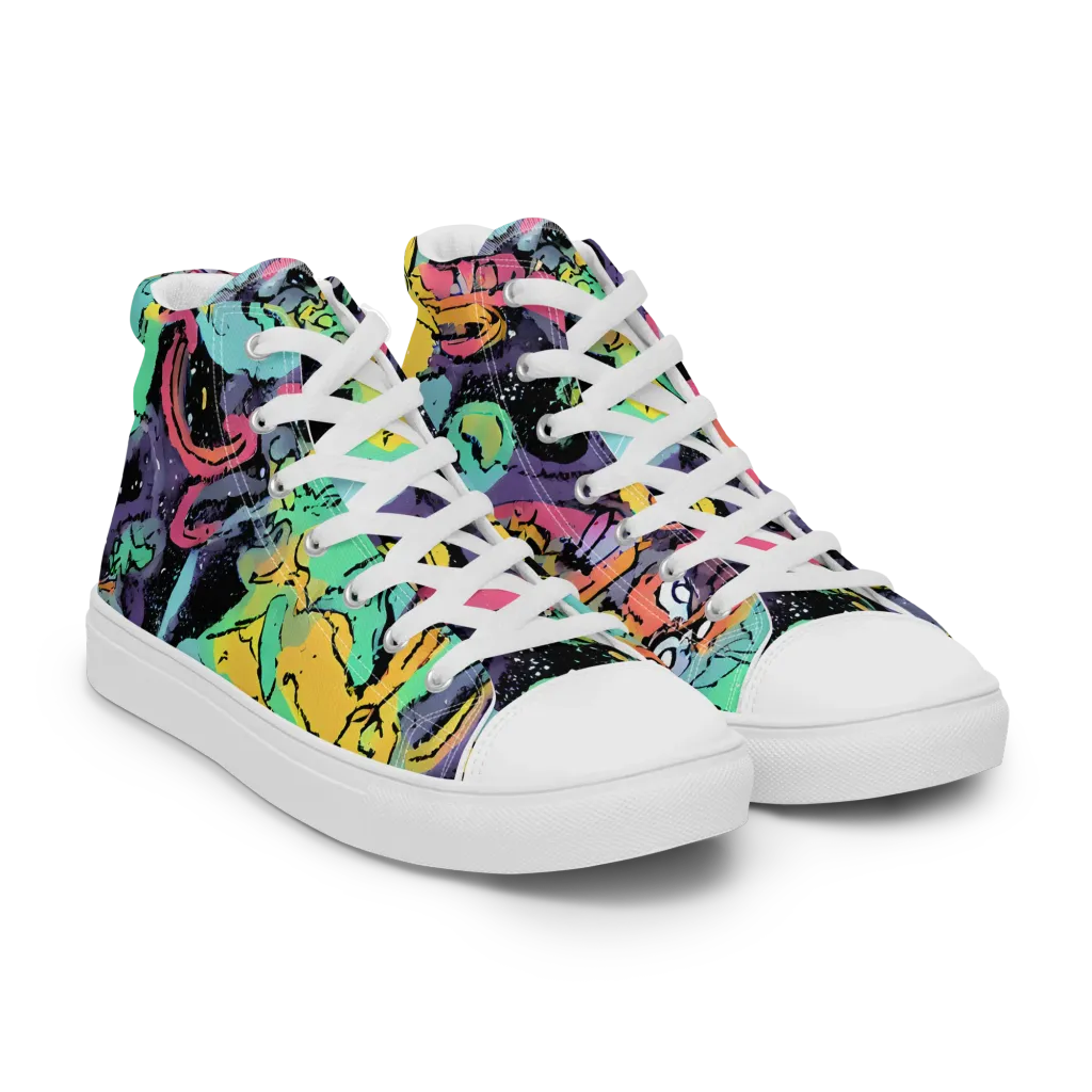 Candy Chaos on Men's High Top Canvas Shoes — Right Front