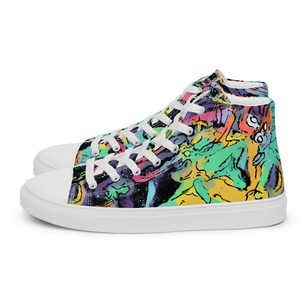 Candy Chaos on Men's High Top Canvas Shoes — Left