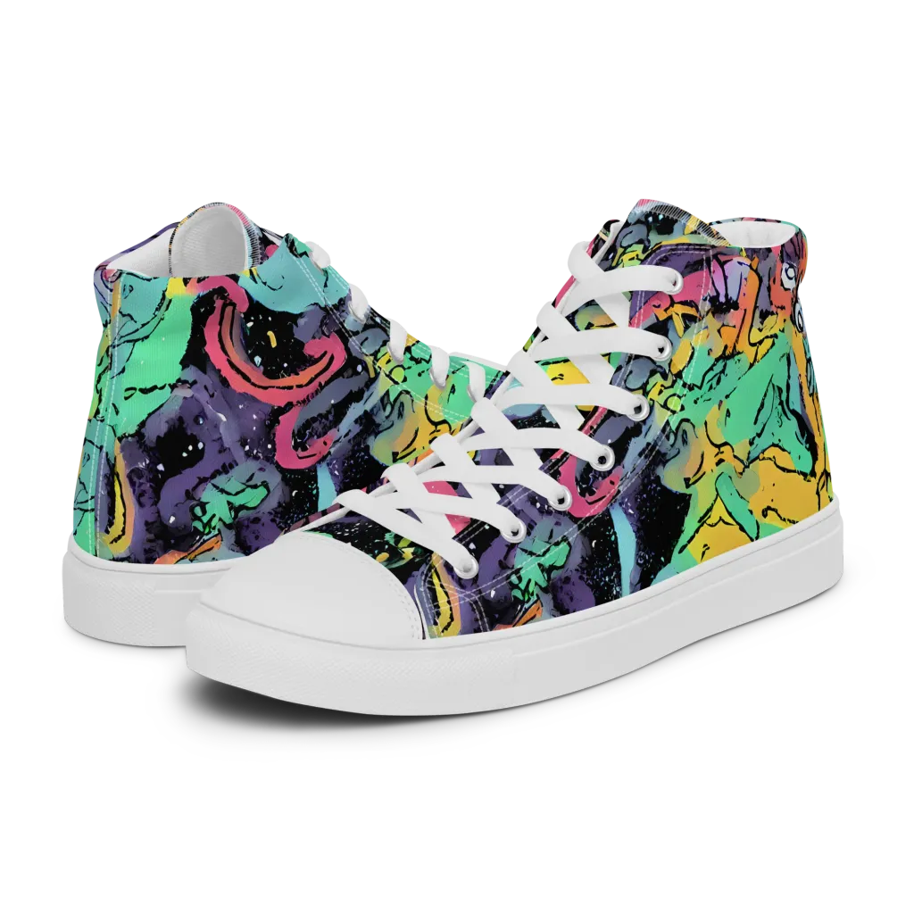 Candy Chaos on Men's High Top Canvas Shoes — Left