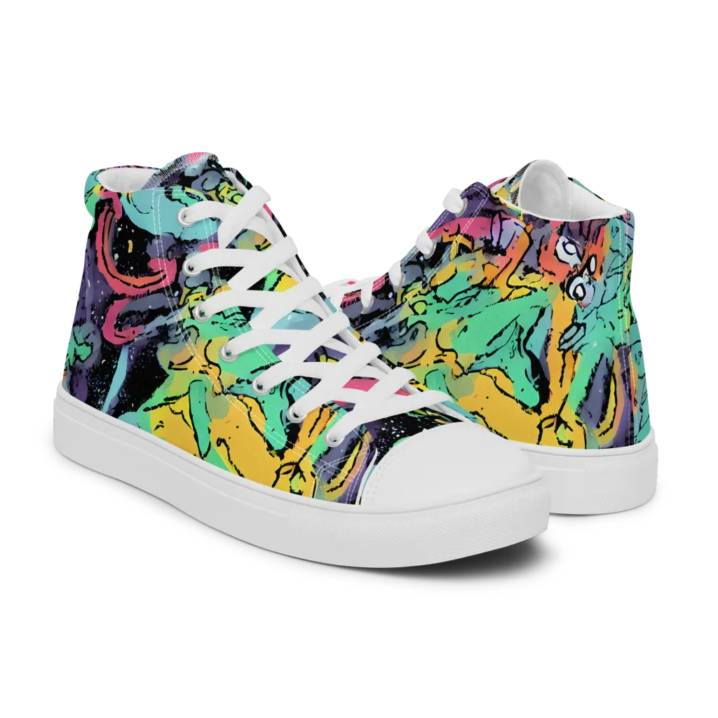 Candy Chaos on Men's High Top Canvas Shoes — Right