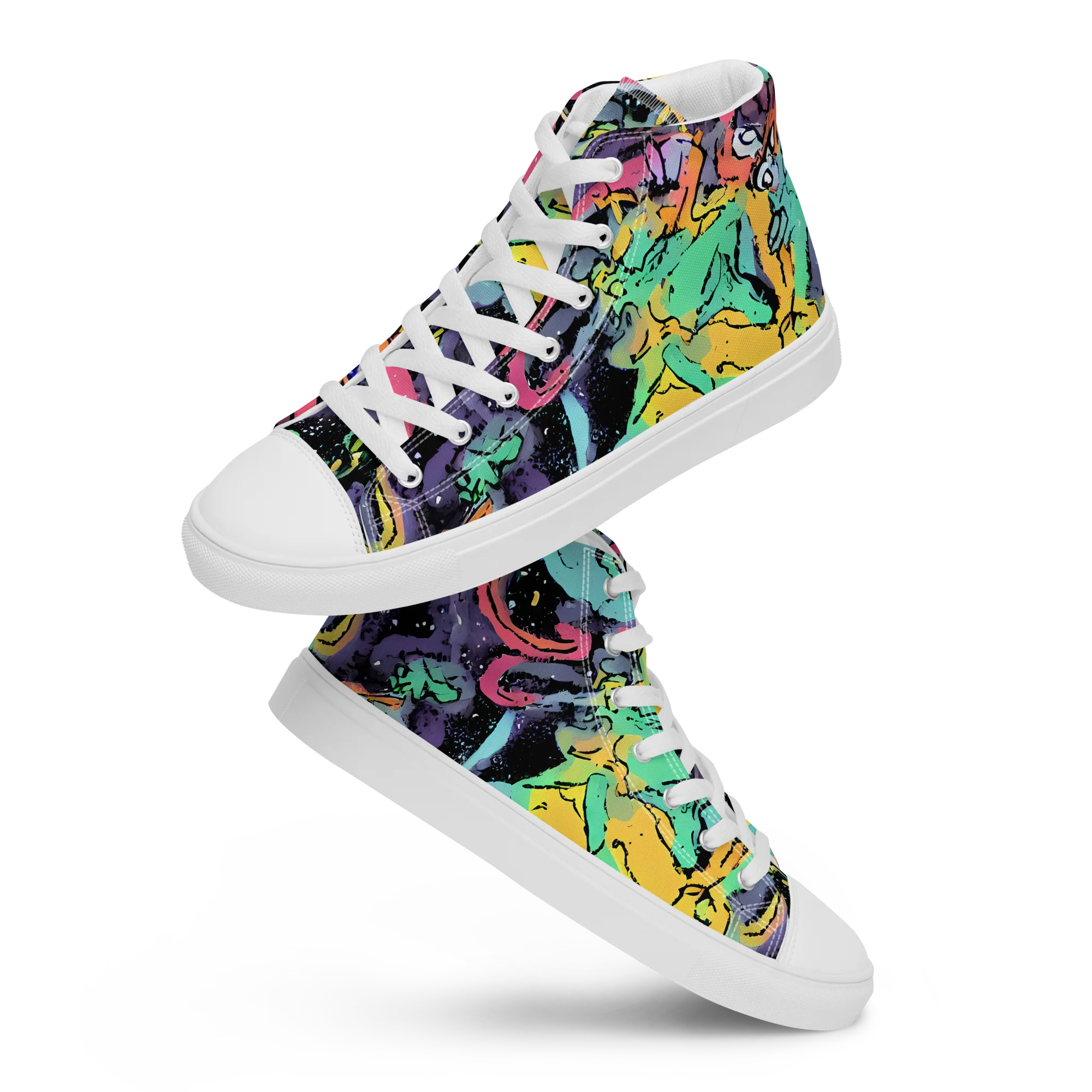 Candy Chaos on Men's High Top Canvas Shoes — Front