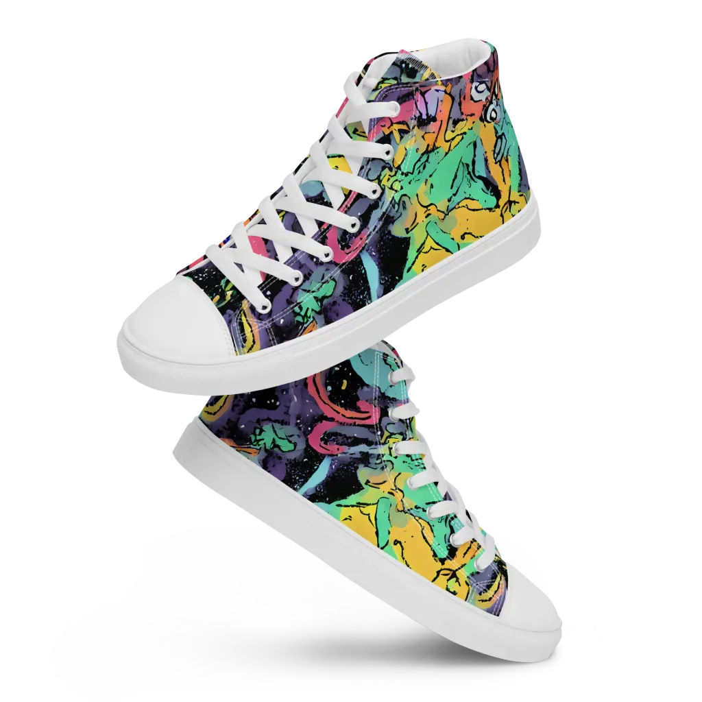 Candy Chaos on Men's High Top Canvas Shoes — Front