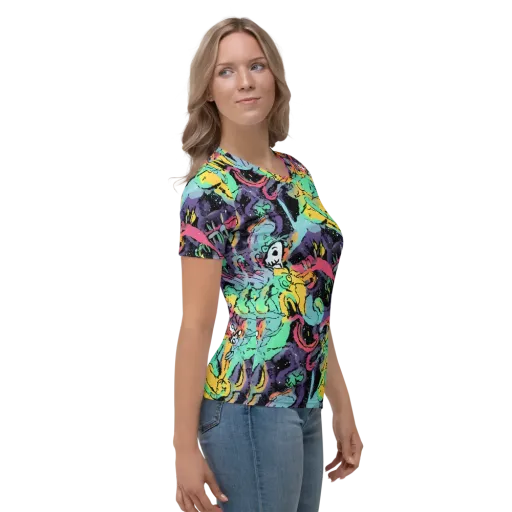 Candy Chaos on a Women's Crew Neck T-Shirt