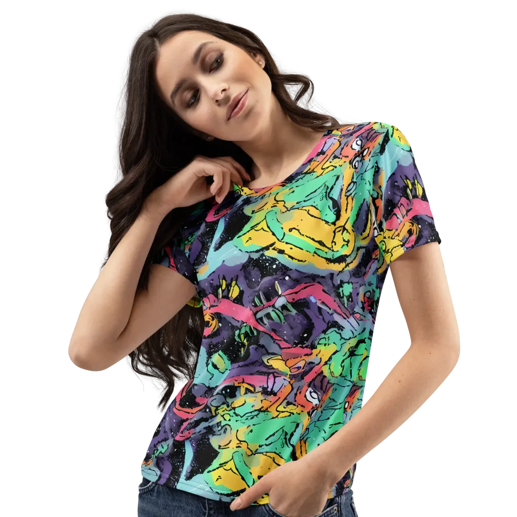 Candy Chaos on Women's Crew Neck T-Shirt — Left Front