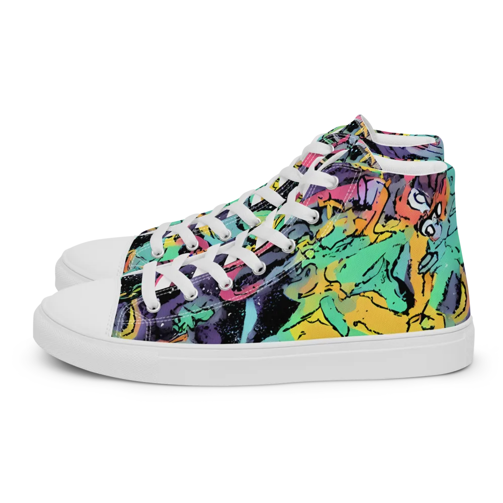 Candy Chaos on Women's High Top Canvas Shoes — Left