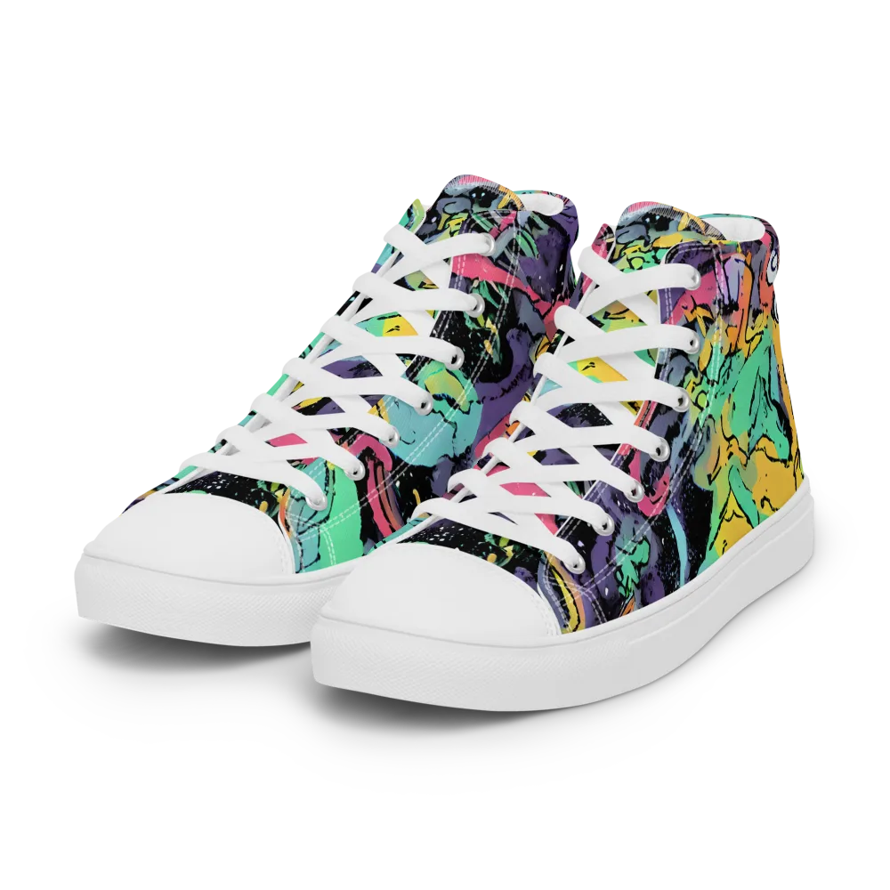 Candy Chaos on Women's High Top Canvas Shoes — Left Front