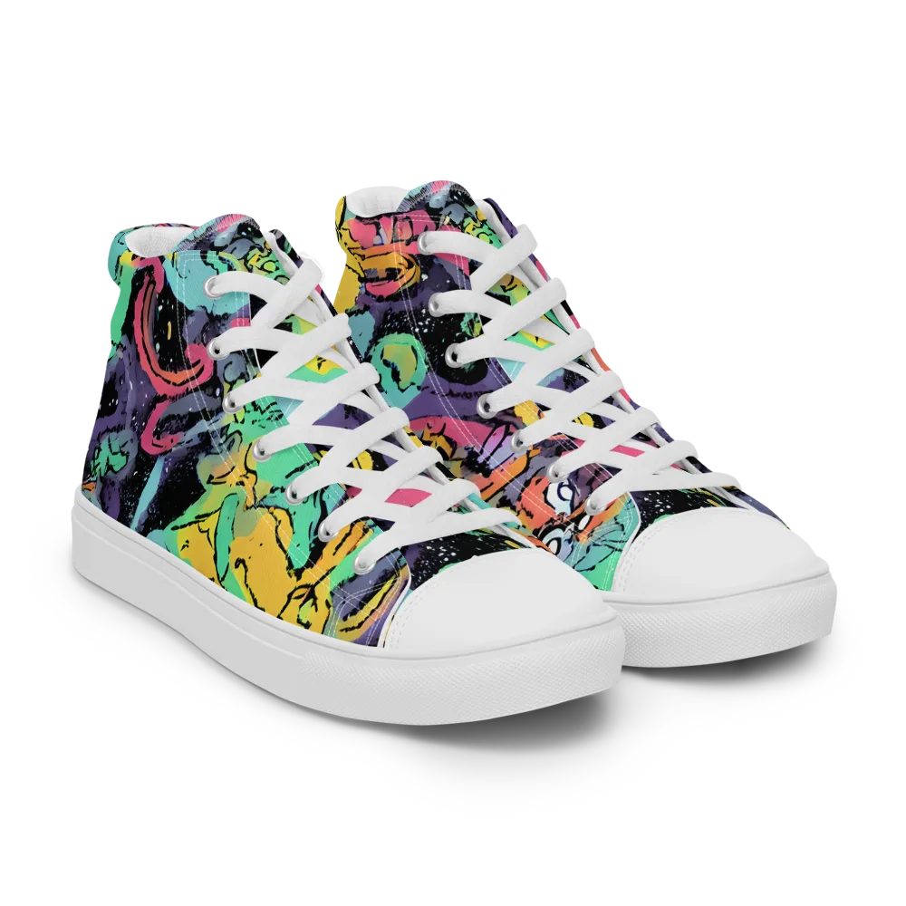 Candy Chaos on Women's High Top Canvas Shoes — Right Front