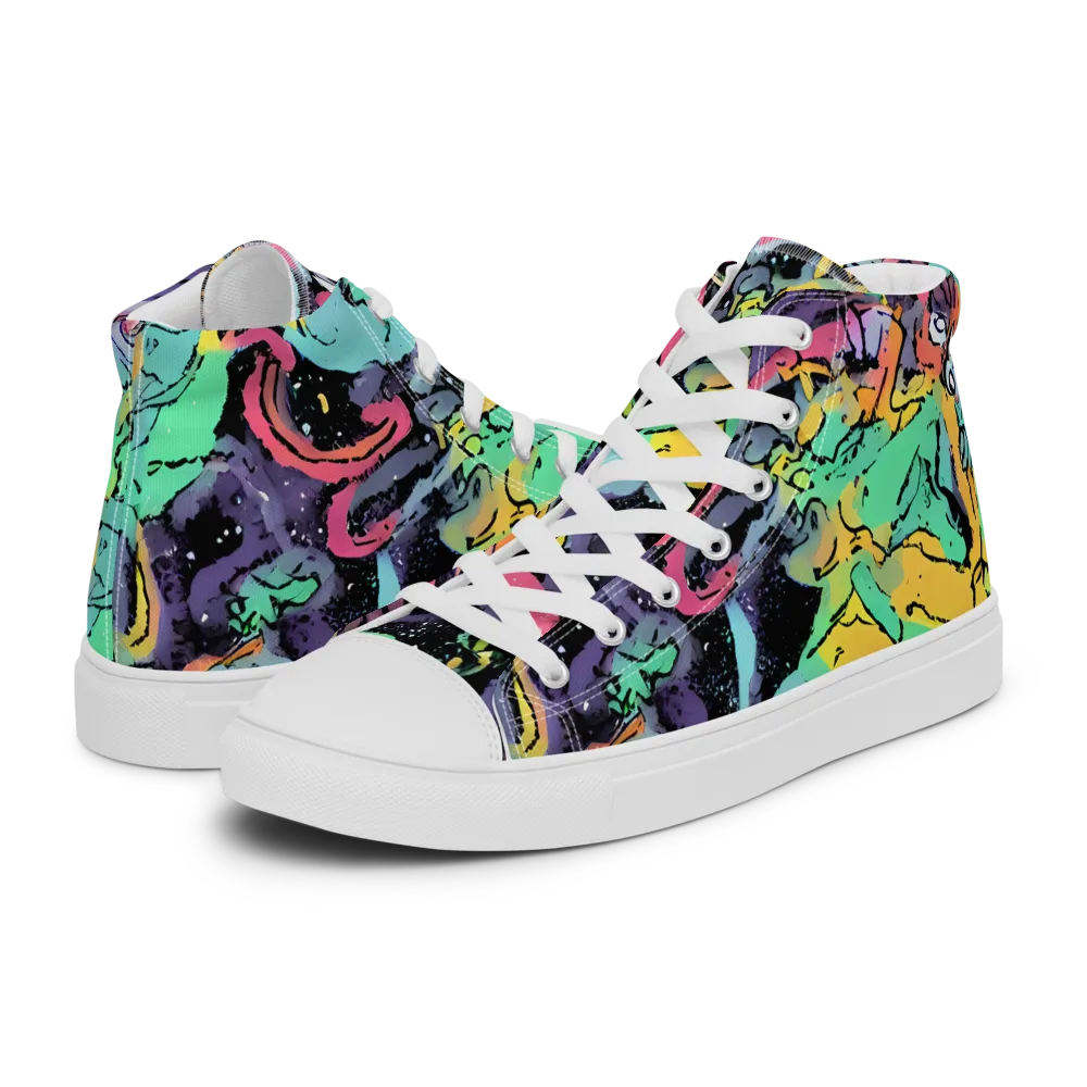 Candy Chaos on Women's High Top Canvas Shoes — Left
