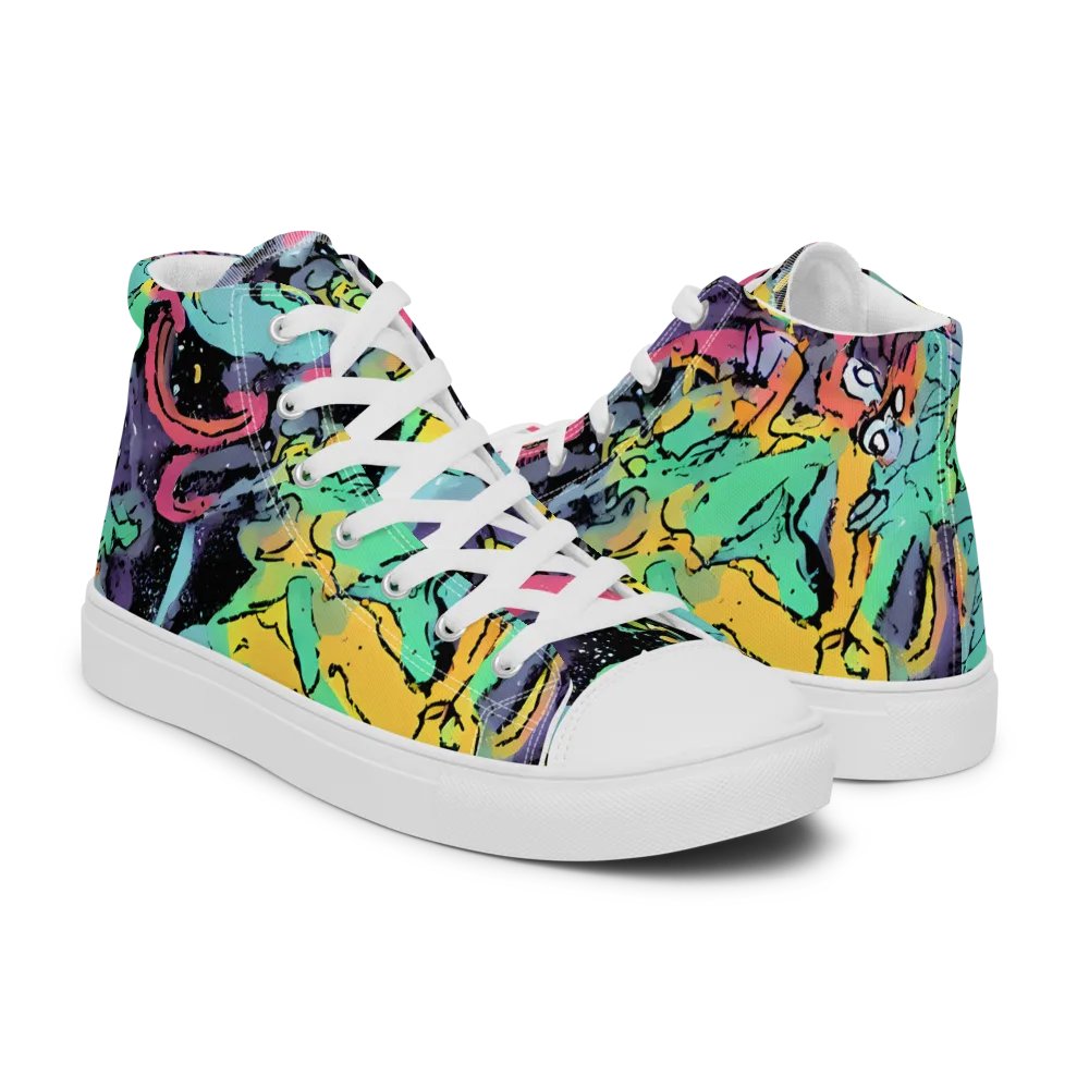 Candy Chaos on Women's High Top Canvas Shoes — Right