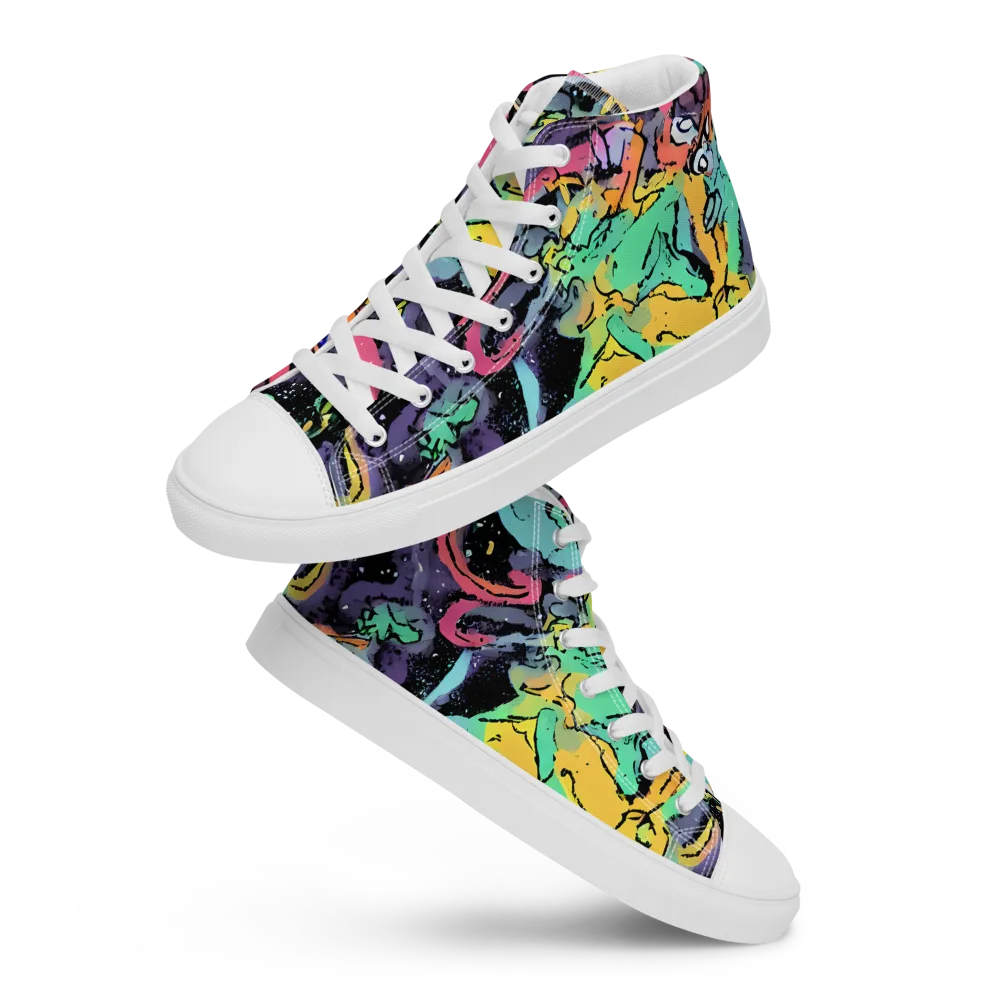 Candy Chaos on Women's High Top Canvas Shoes — Front