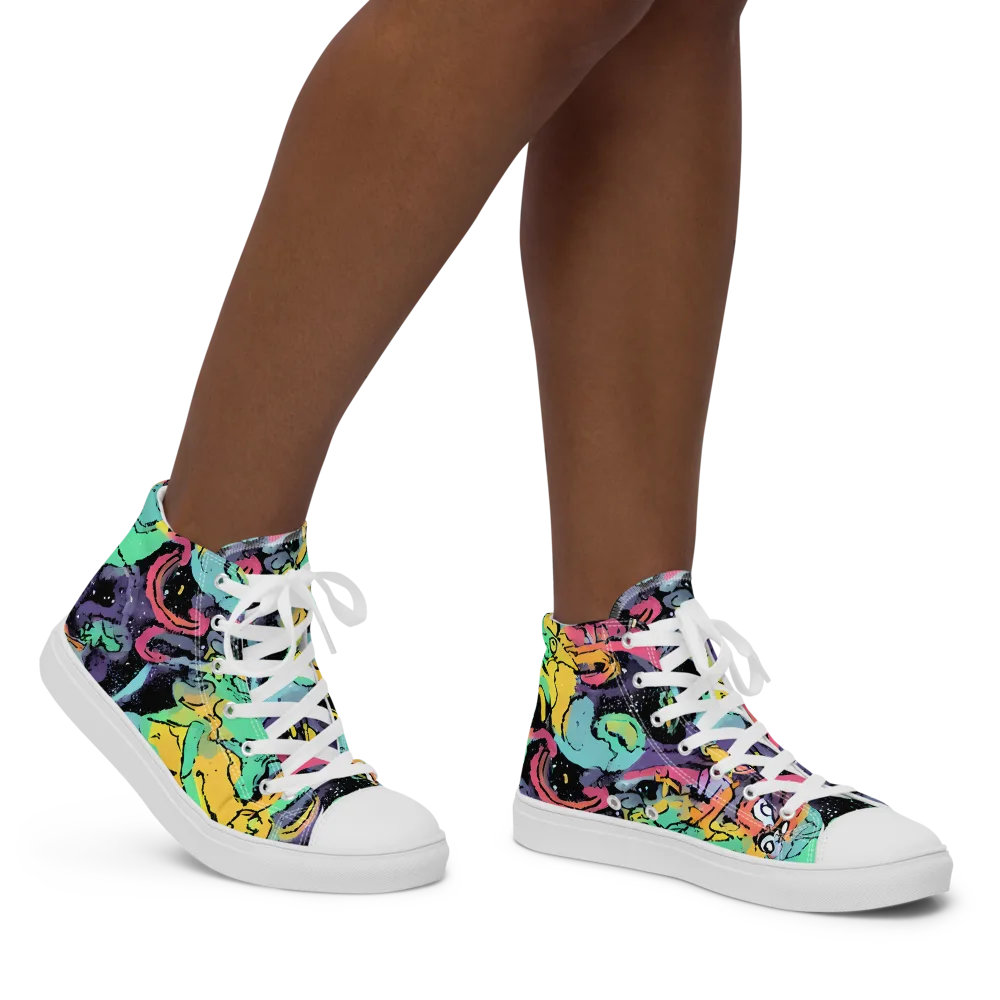 Candy Chaos on Women's High Top Canvas Shoes — Right