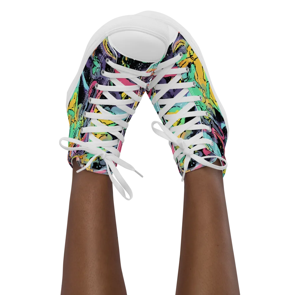 Candy Chaos on Women's High Top Canvas Shoes — Front