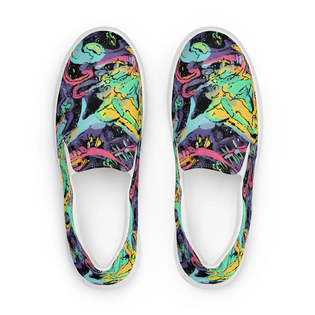 Candy Chaos on Men's Slip-On Canvas Shoes — Front