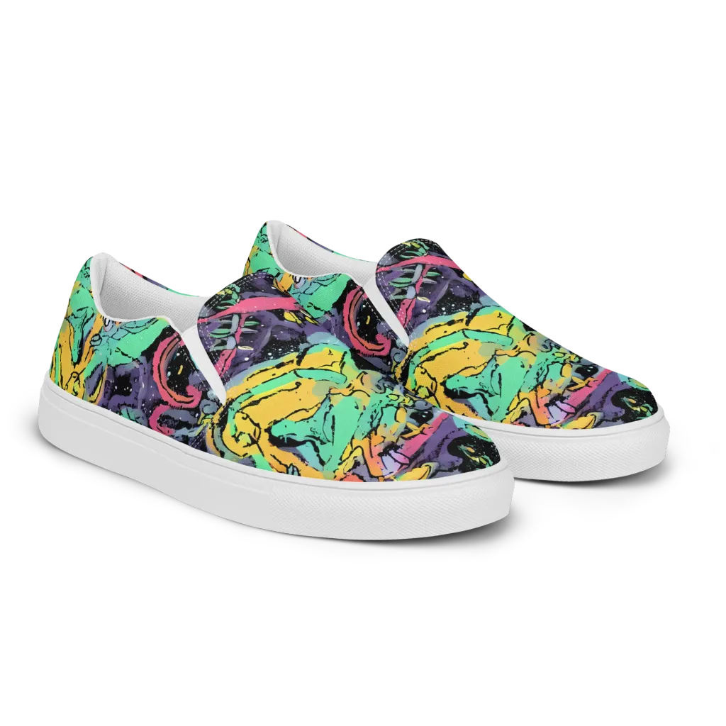 Candy Chaos on Men's Slip-On Canvas Shoes — Right Front