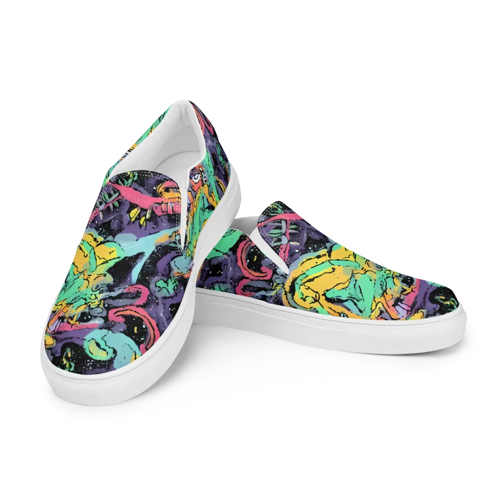 Candy Chaos on Men's Slip-On Canvas Shoes — Left Front