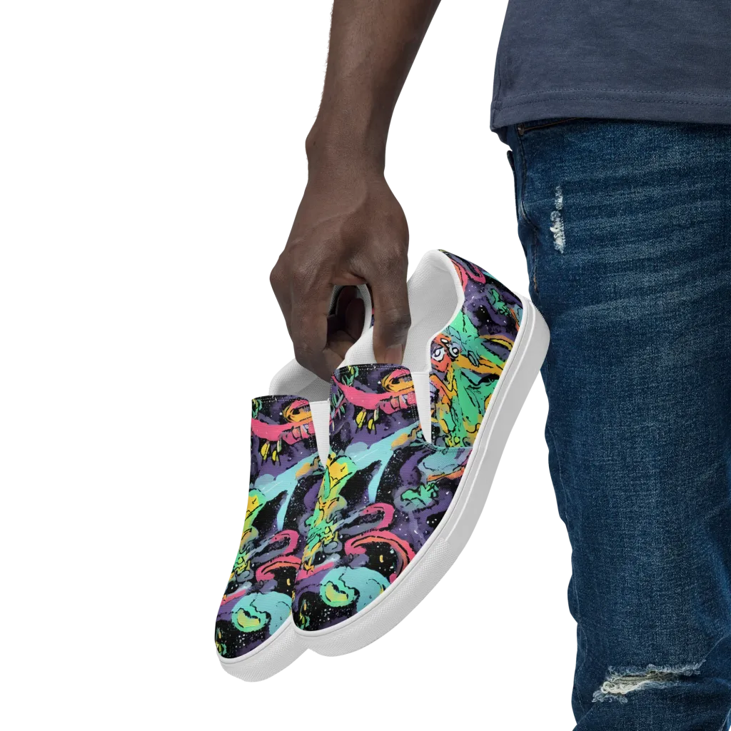 Candy Chaos on Men's Slip-On Canvas Shoes — Left Front
