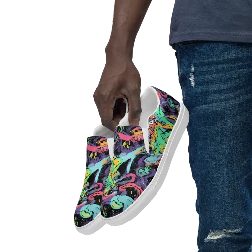 Candy Chaos on a Men's Slip-On Canvas Shoes