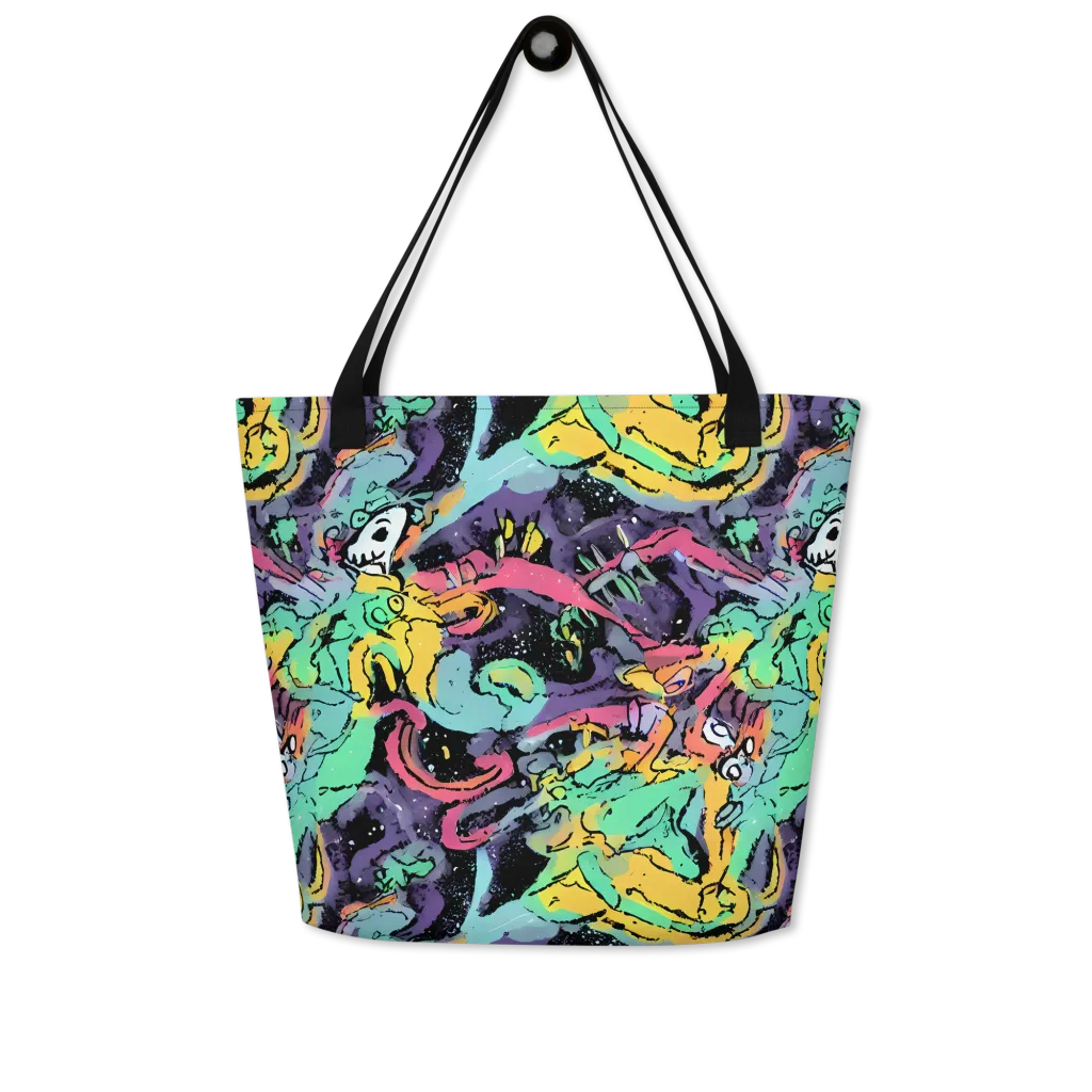 Candy Chaos on Large Tote Bag W/ Pocket — Front