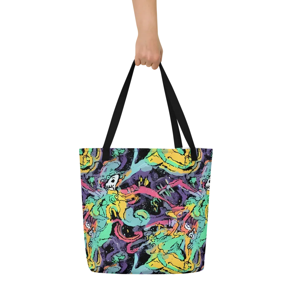 Candy Chaos on Large Tote Bag W/ Pocket — Front