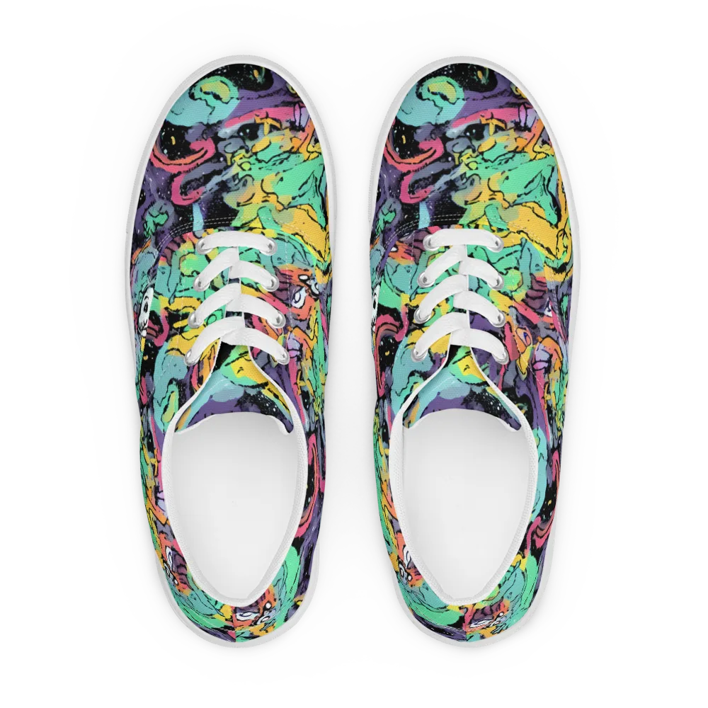 Candy Chaos on Men's Lace-Up Canvas Shoes — Front