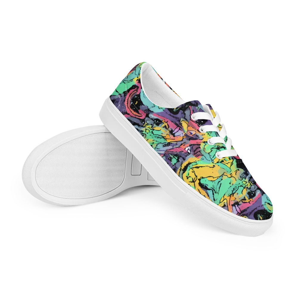 Candy Chaos on Men's Lace-Up Canvas Shoes — Right Front