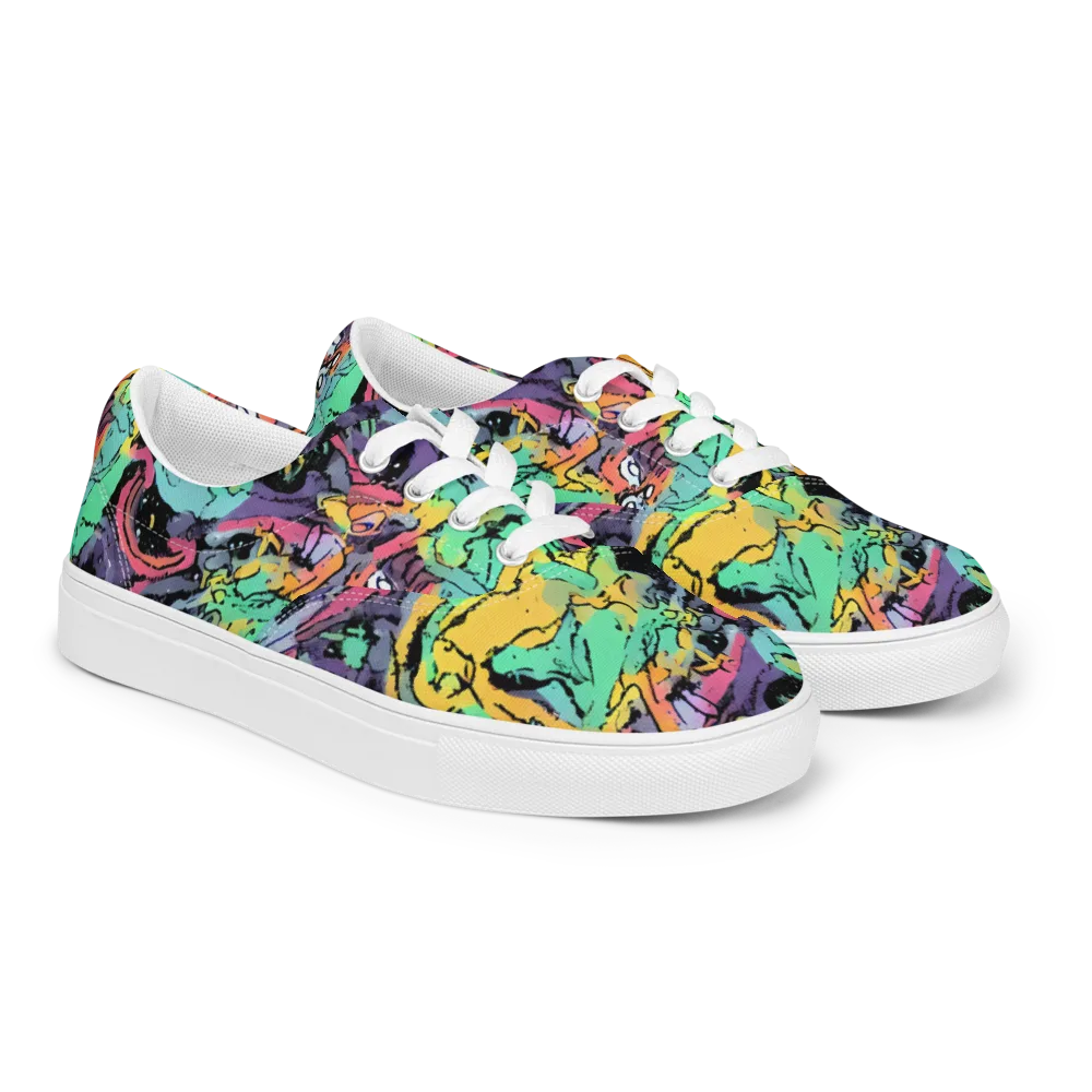 Candy Chaos on Men's Lace-Up Canvas Shoes — Right Front