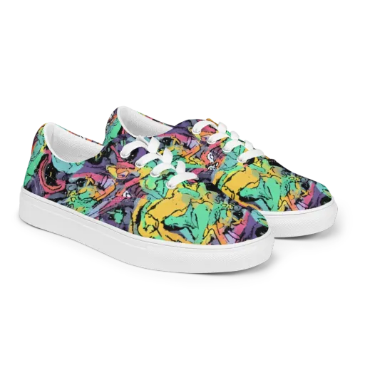 Candy Chaos on a Men's Lace-Up Canvas Shoes