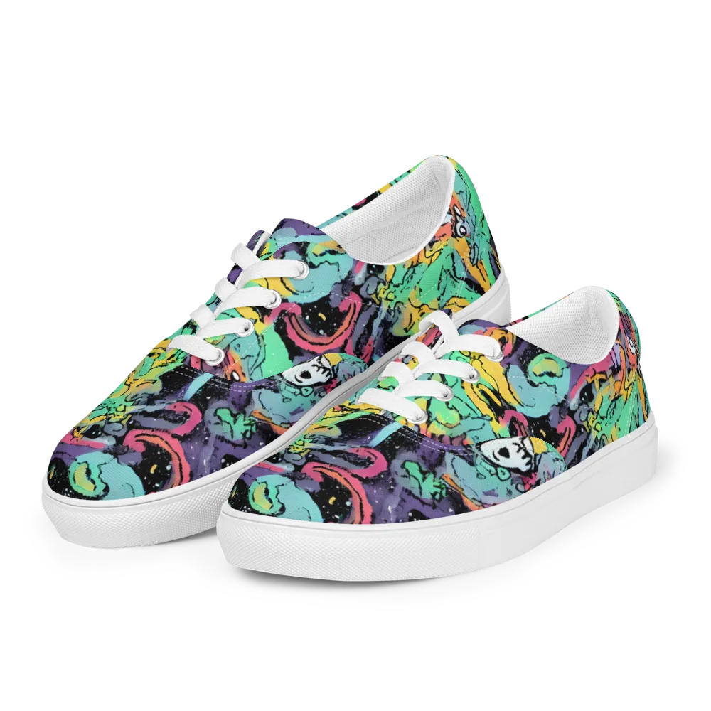 Candy Chaos on Men's Lace-Up Canvas Shoes — Left Front